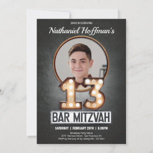 Invitation Vintage Bar Mitzvah Marquee Glamour Photo personna