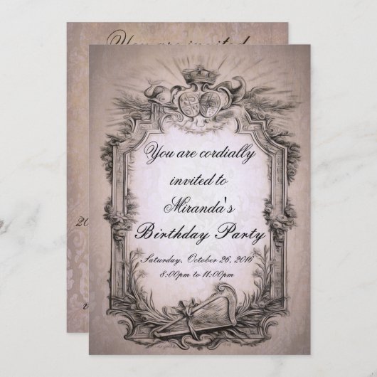 Invitation Vintage baroque (Devant / Derrière)