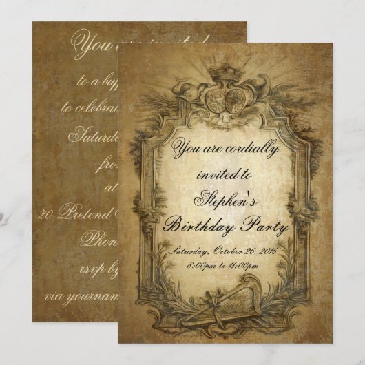 Invitation Vintage baroque (Devant / Derrière)