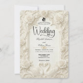 Invitation Vintage Baroque Archway Sculpted Roses Wedding   (Devant)
