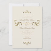 Invitation Vintage Baroque Gold Romantique Mariage (Devant)