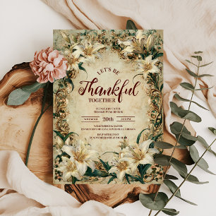 Invitation Vintage Baroque Lily Thanksgiving Dîner