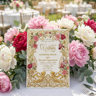 Invitation Vintage Baroque Romantic Angel Garden Wedding