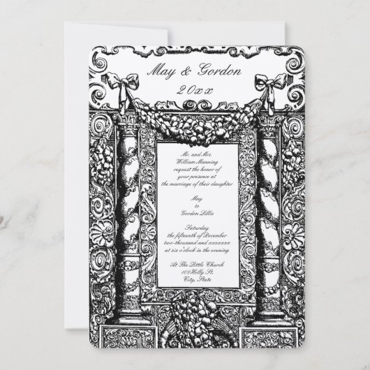 Invitation Vintage Baroque Solomonic Colonne Mariage cadre (Devant)