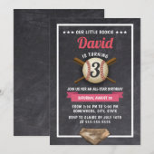 Invitation Vintage Baseball Boy All Star Birthday Chalkboard (Devant / Derrière)