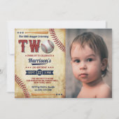 Invitation Vintage Baseball Boys 2e Anniversaire Photo (Devant)