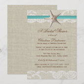 Invitation Vintage Beach et Starfish Fête des mariées (Devant / Derrière)