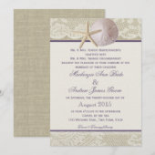 Invitation Vintage Beach Ivory Purple (Devant / Derrière)