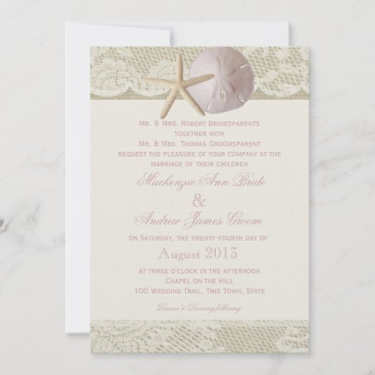 Invitation Vintage Beach Ivory rose (Devant)
