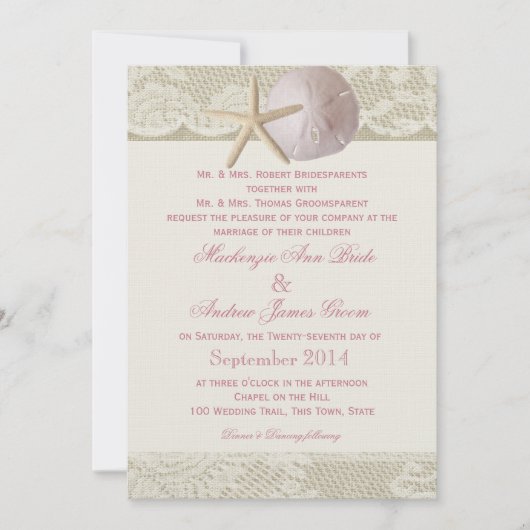 Invitation Vintage Beach Ivory rose (Devant)