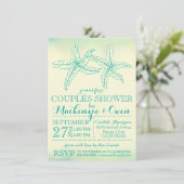 Invitation Vintage Beach Starfish Couples Wedding shower (Debout devant)
