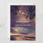 Invitation Vintage Beach Sunset Palm Lights (Devant)