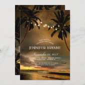 Invitation Vintage Beach Sunset Palm Lights Anniversaire (Devant / Derrière)