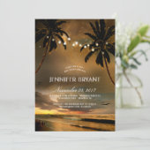 Invitation Vintage Beach Sunset Palm Lights Baby shower (Debout devant)
