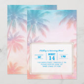 Invitation Vintage Beach Sunset Palm Trees Pastel (Devant / Derrière)