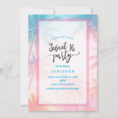 Invitation Vintage Beach Sunset Palm Trees Pastel (Devant)