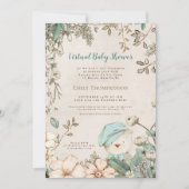 Invitation Vintage Bear Antique White Baby shower virtuel (Devant)