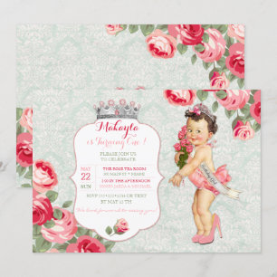 Invitation Vintage bébé concours Little Miss America princess
