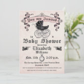 Invitation vintage bébé fille douche (Debout devant)