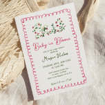 Invitation Vintage Bébé Floral Rouge En Fleur Baby shower Fil<br><div class="desc">Vintage Bébé Floral Rouge En Fleur Fille Bébé Douche Invitations</div>