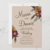 Invitation Vintage Bee Sunflower Mariage botanique Floral (Devant)