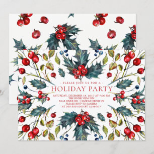Invitation vintage Berry Holly Holiday