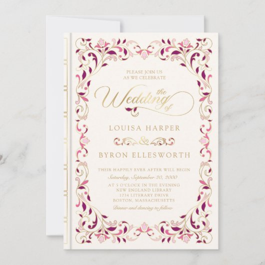 Invitation Vintage bibliothèque livre histoire Fairy Tale Mar (Devant)