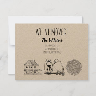 Invitation Vintage Birds & Nid Rustic Kraft Brown