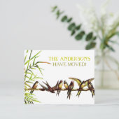 Invitation Vintage Birds Nouvelle adresse + Fête du réchauffe (Debout devant)