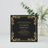 Invitation Vintage Black and Gold Royal Mariage (Debout devant)