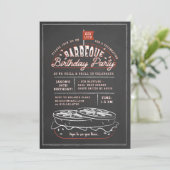 Invitation Vintage Black Chalkboard Hamburger BBQ Anniversair (Debout devant)