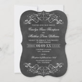 Invitation Vintage Black Chalkboard Mariage (Devant)