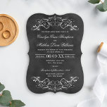 Invitation Vintage Black Chalkboard Mariage<br><div class="desc">Des tourbillons décoratifs et des fioritures encadrent cette élégante faire-part de mariage de typographie vintage. Arrière - plan rustique noir tableau noir texturé avec texte et design blanc. Personnalisez le texte personnalisé pour votre cérémonie de mariage et réception.</div>