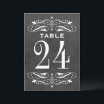Invitation Vintage Black Chalkboard Mariage<br><div class="desc">Les cartes de numéro de table mariage de style vintage sont ornées de tourbillons blancs décoratifs et fleurissent des deux côtés de la carte. L'Arrière - plan a un aspect rustique noir tableau noir texturé. Personnalisez chaque carte de numéro de table dont vous avez besoin et ajoutez-la individuellement à votre...</div>