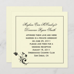 Invitation Vintage Black Cream ivoire Floral Fils Cadre