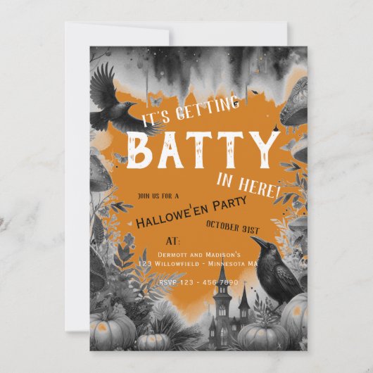 Invitation Vintage Black Crow Hallowe'en Party   (Devant)