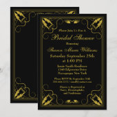 Invitation vintage Black Gold Bridal Shower (Devant / Derrière)