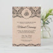 Invitation Vintage Black Lace Russe Burlap Islam Mehndi (Debout devant)