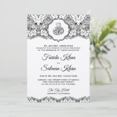 Invitation Vintage Black Lace Sent Ecru Mariage islamique (Debout devant)