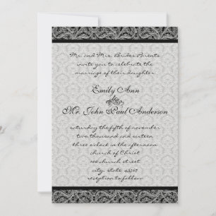 Invitation vintage Black Mariage damassé