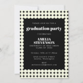 Invitation Vintage Black White Geometry Dot Graduation (Devant)