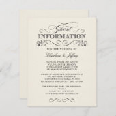 Invitation Vintage Blanc Élégant Mariage Informations WT313 (Devant / Derrière)