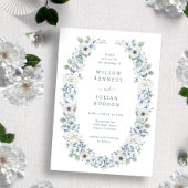 Invitation Vintage bleu Floral Mariage