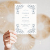 Invitation Vintage bleu Floral Mariage