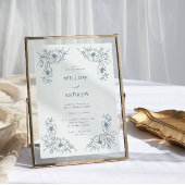 Invitation Vintage bleu Floral Mariage