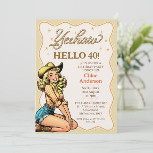 Invitation Vintage Blonde Anniversaire Cowgirl 40e Anniversai