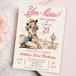 Invitation Vintage Blonde Yee-haw Cowgirl 21e anniversaire<br><div class="desc">Vintage Blonde Yee-haw Cowgirl 21st Birthday Invitation Fun cowgirl thème 21st anniversaire invitation pour un adulte avec une vieille image de cowgirl blonde de style rétro,  paysage désertique et corde comme texte dans un rose chaud. L'âge est entièrement modifiable pour que ce modèle puisse être utilisé pour différents âges.</div>