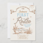 Invitation Vintage Blue Boys Premier Rodéo 1er Anniversaire (Devant)