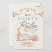 Invitation Vintage Blue Boys Premier Rodéo 4e anniversaire (Devant)