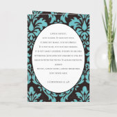 Invitation Vintage Blue Damask Photo Mariage Bi-fold (Dos)